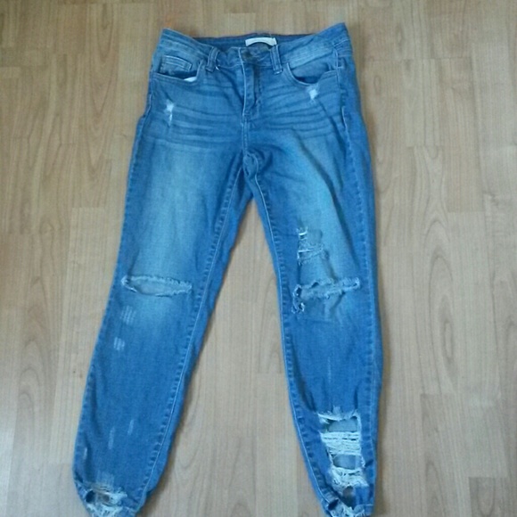 Cello Jeans Denim - Ripped ankle cropped skinny jeans